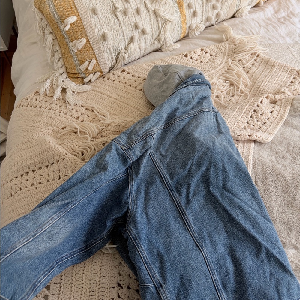 Frame Denim Jacket with Gray Hoodie - Picture 4 of 4